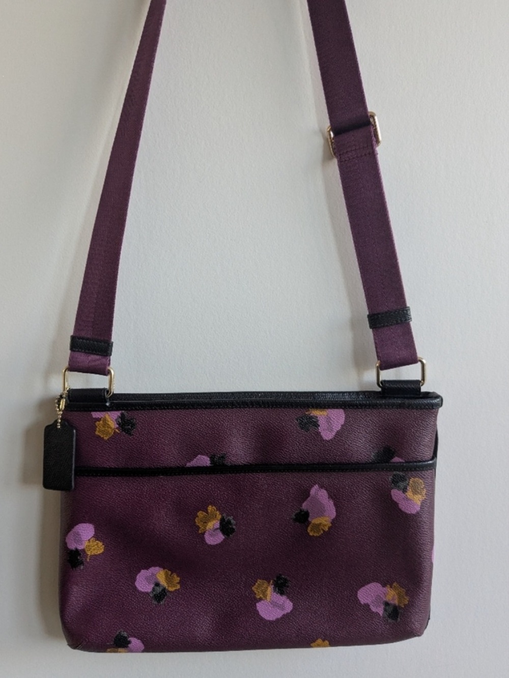 COACH TAYLOR CROSSBODY IN FLORAL PRINT COATED CANVAS Plum Purple - Picture 6 of 10
